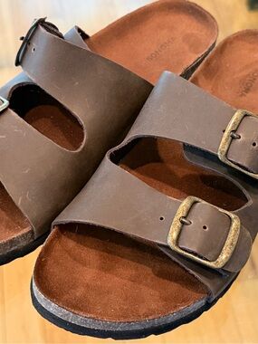 Kohl's Sonoma Brown Leather Women's Slip on Sandals